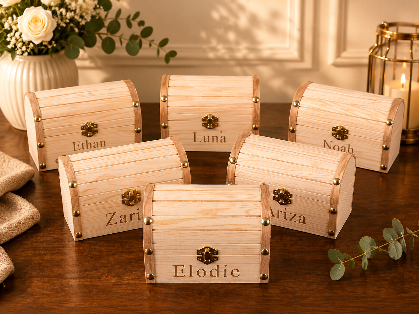 Personalized Wooden Treasure Chest – Custom Engraved Keepsake Box