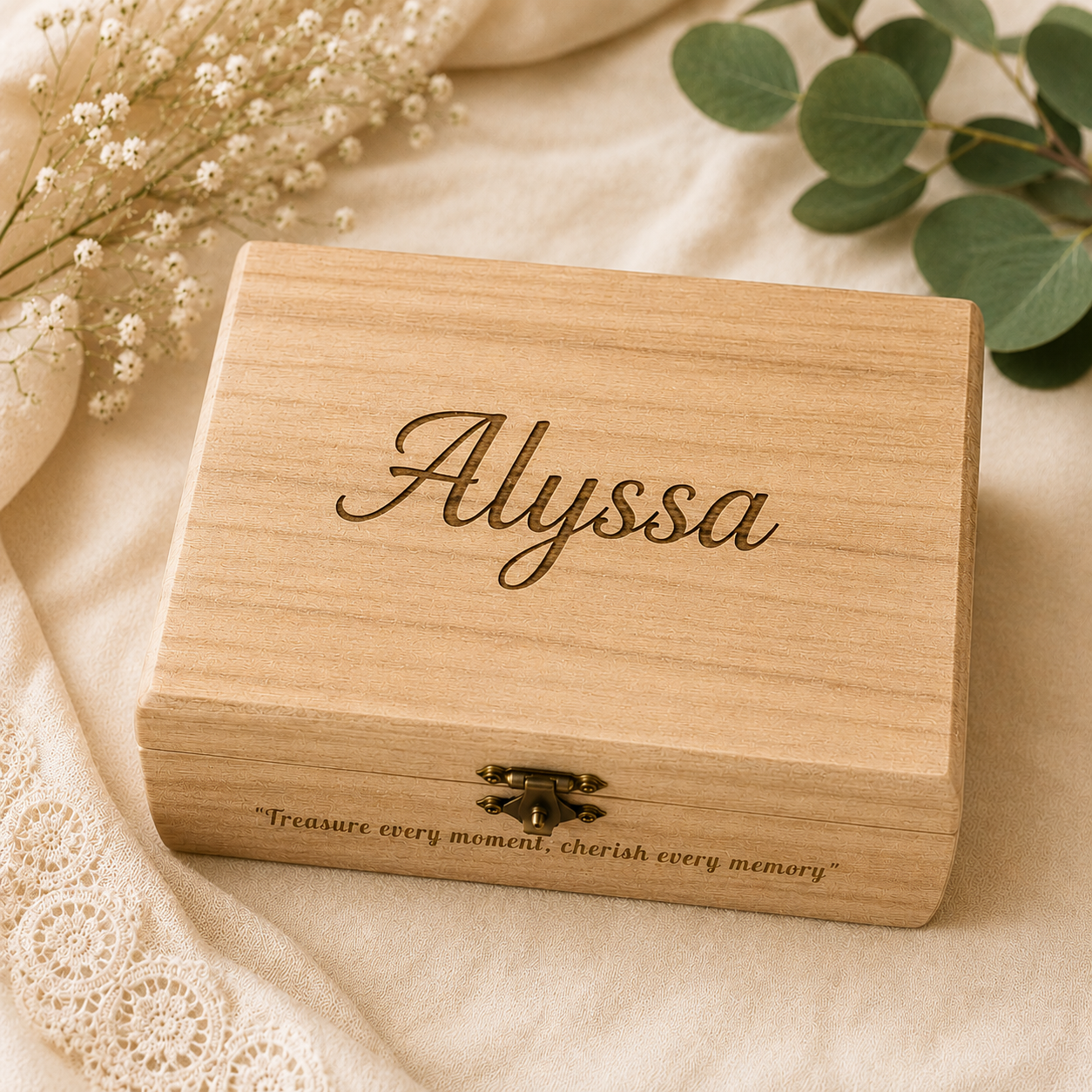 Personalized Wooden Keepsake Box – Signature Memories