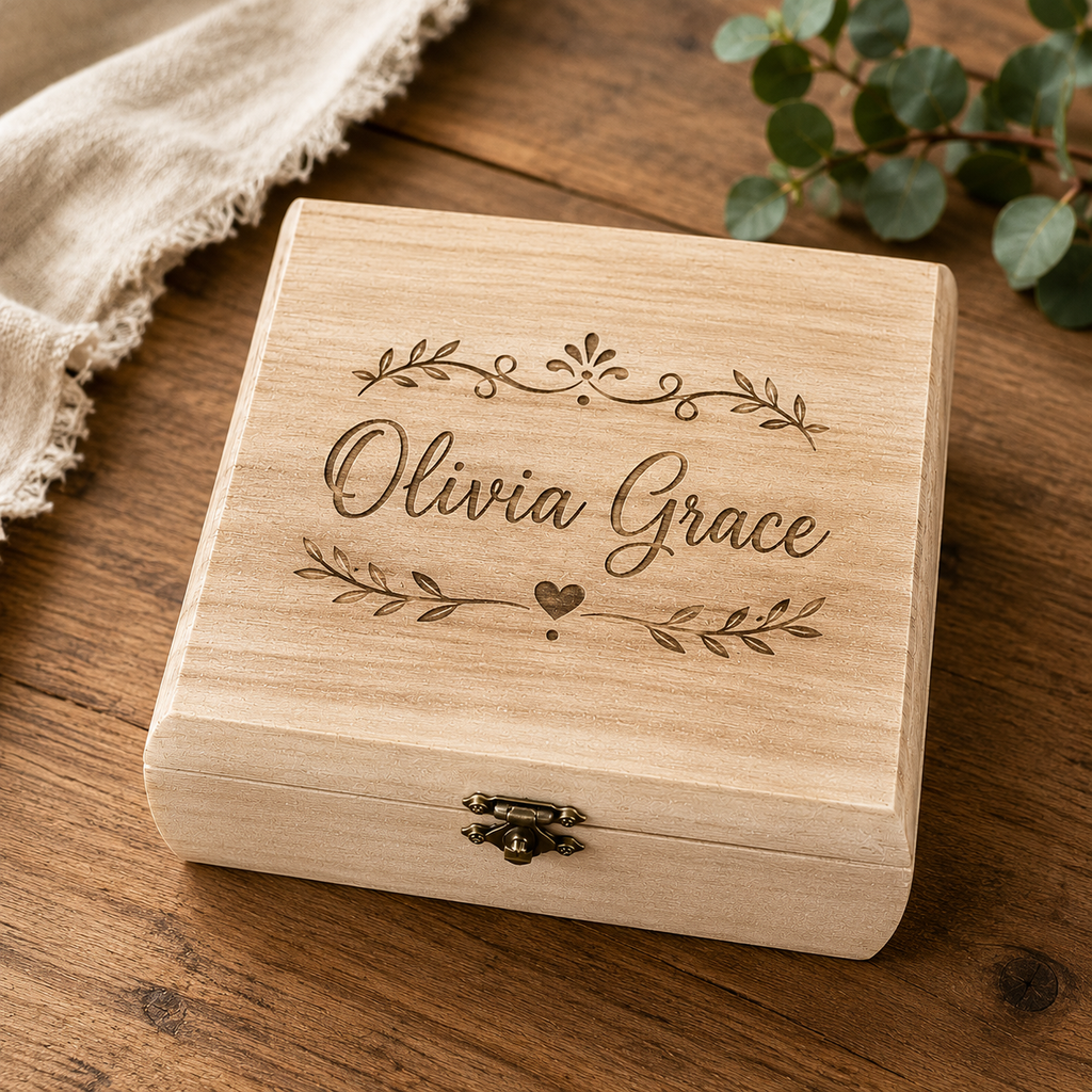 Personalized Wooden Keepsake Box – Signature Memories