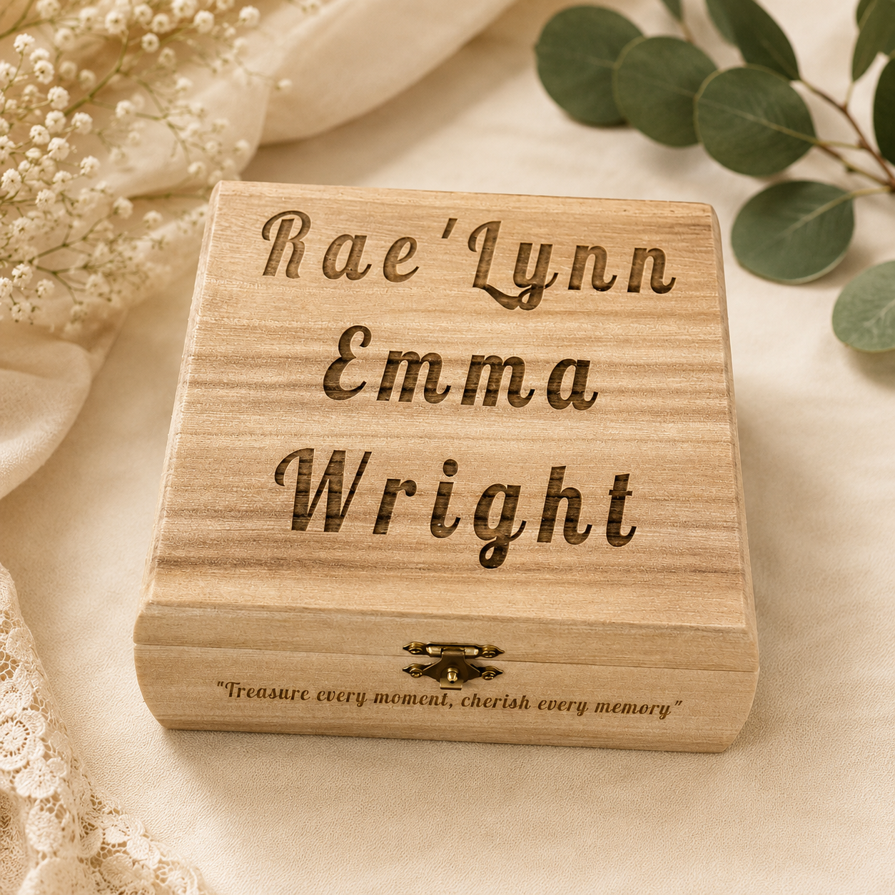 Personalized Wooden Keepsake Box – Signature Memories