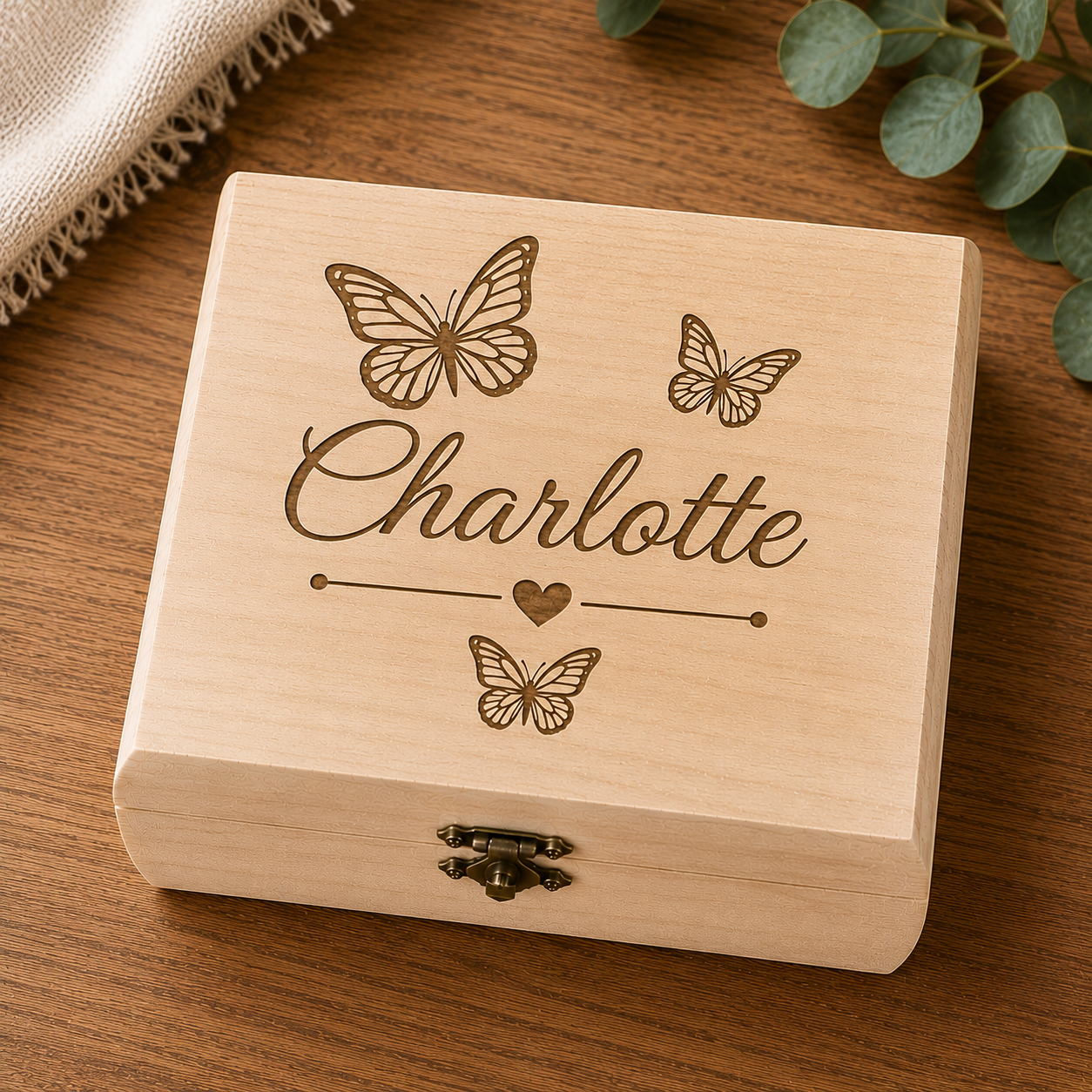 Personalized Wooden Keepsake Box – Signature Memories