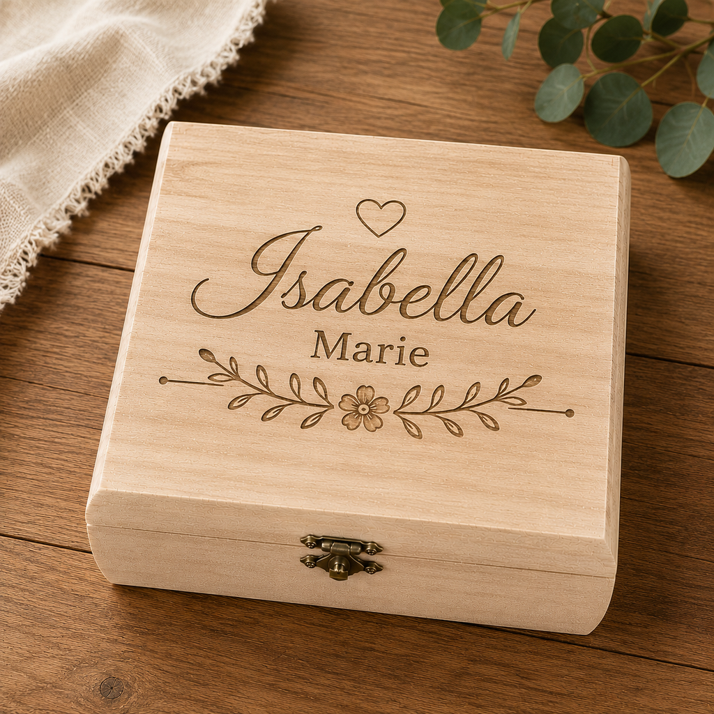 Personalized Wooden Keepsake Box – Signature Memories