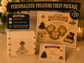 Personalized Pirate Party Pack - Treasure Chest (Eyepatch, 5 Gold Coins, Captain's Hat, Treasure Map, Compass, and Captain's Oath)