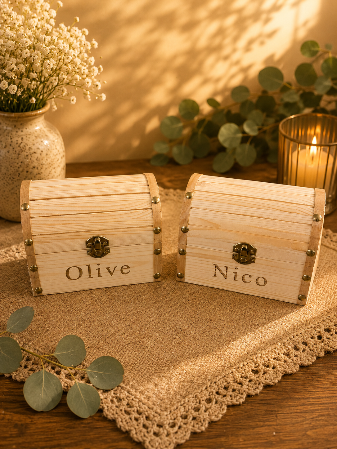 Personalized Wooden Treasure Chest – Custom Engraved Keepsake Box