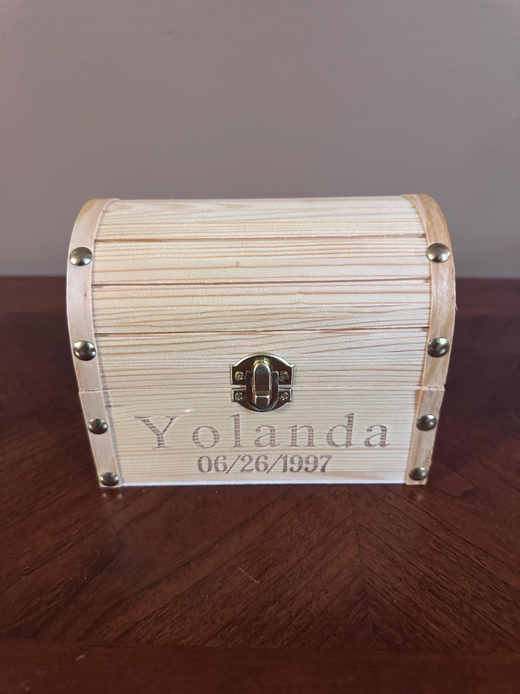 Personalized Wooden Treasure Chest, Custom Engraved Keepsake Box, Kids Memory Box