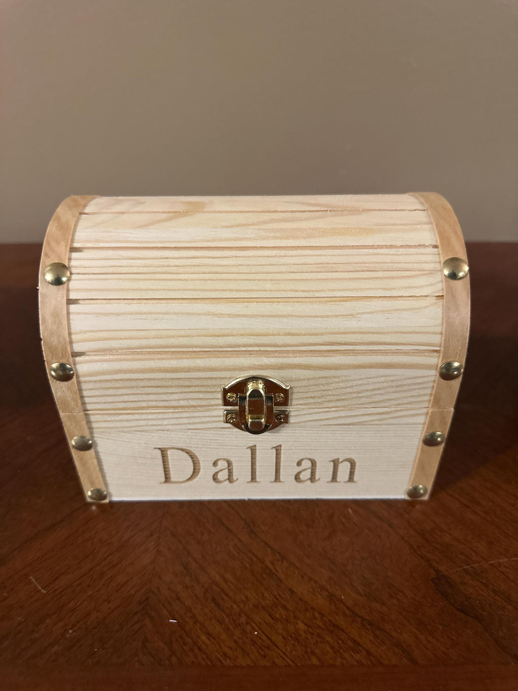 Personalized Wooden Treasure Chest, Custom Engraved Keepsake Box, Kids Memory Box
