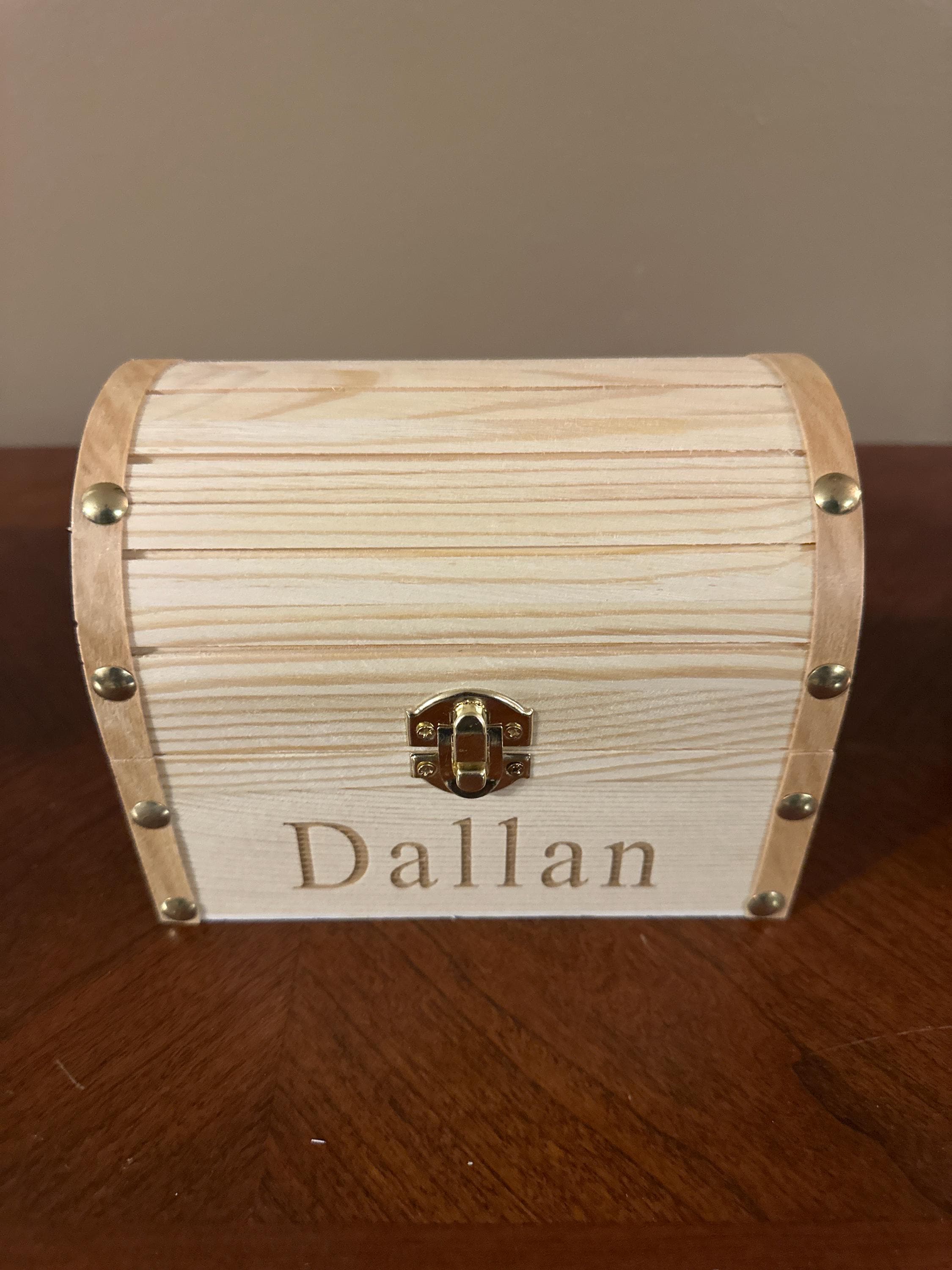 Personalized Wooden Treasure Chest, Custom Engraved Keepsake Box, Kids Memory Box
