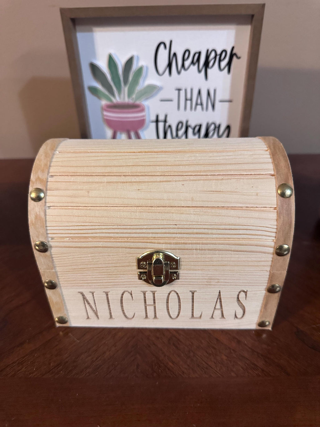 Personalized Wooden Treasure Chest, Custom Engraved Keepsake Box, Kids Memory Box