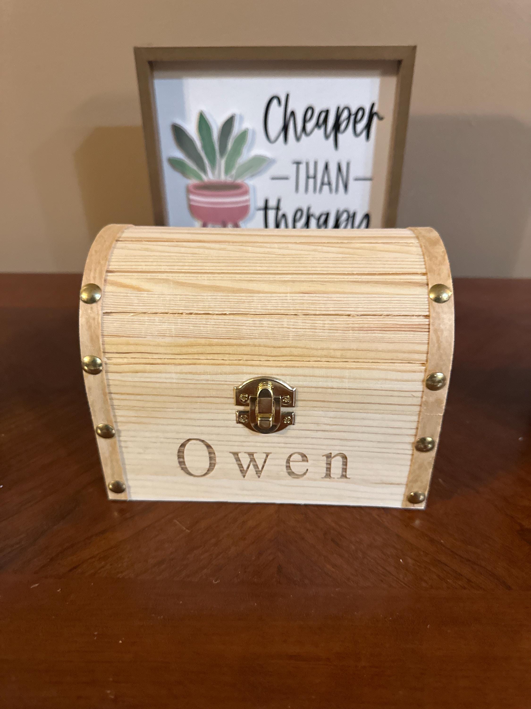Personalized Wooden Treasure Chest, Custom Engraved Keepsake Box, Kids Memory Box