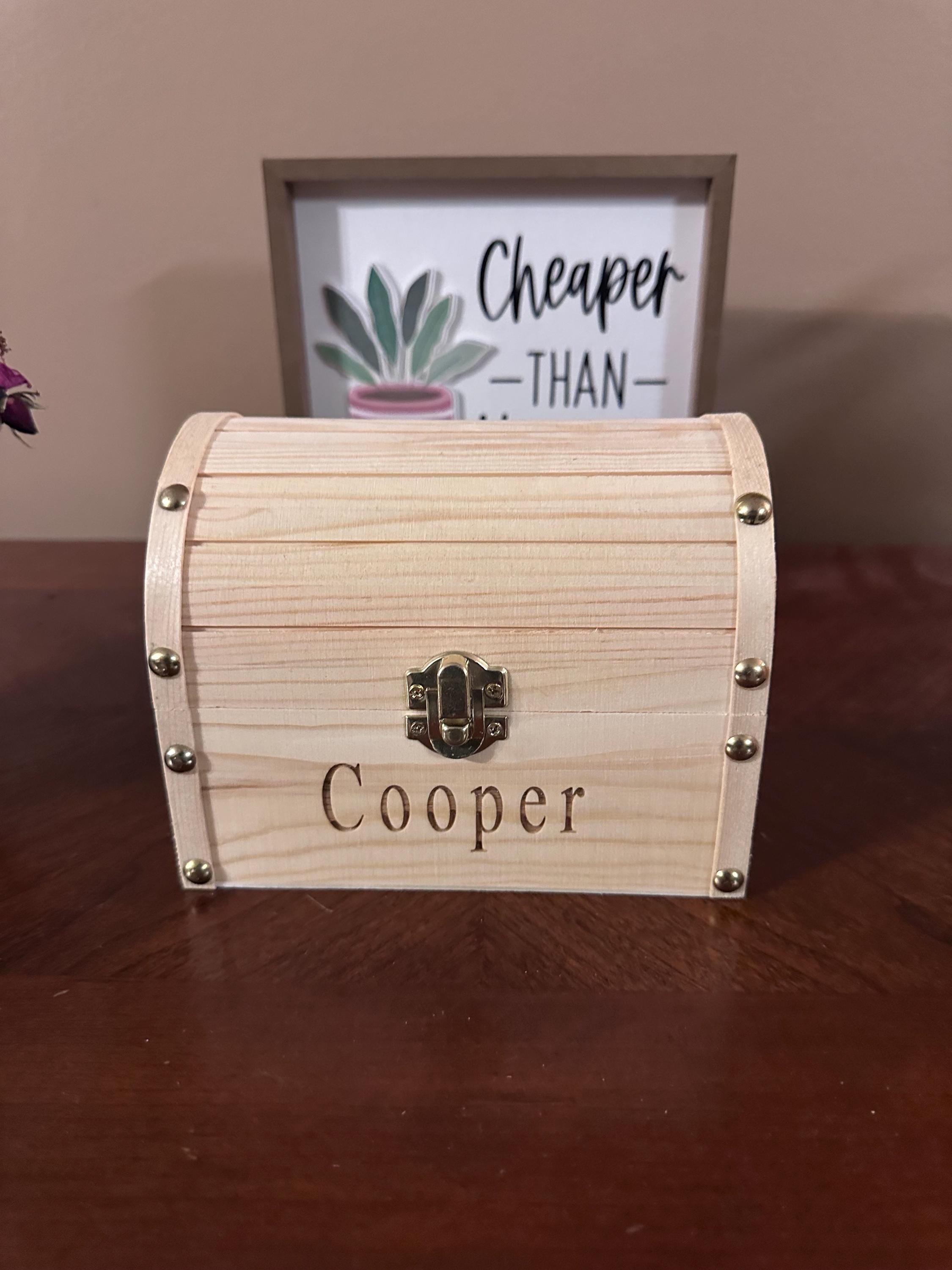 Personalized Wooden Treasure Chest, Custom Engraved Keepsake Box, Kids Memory Box
