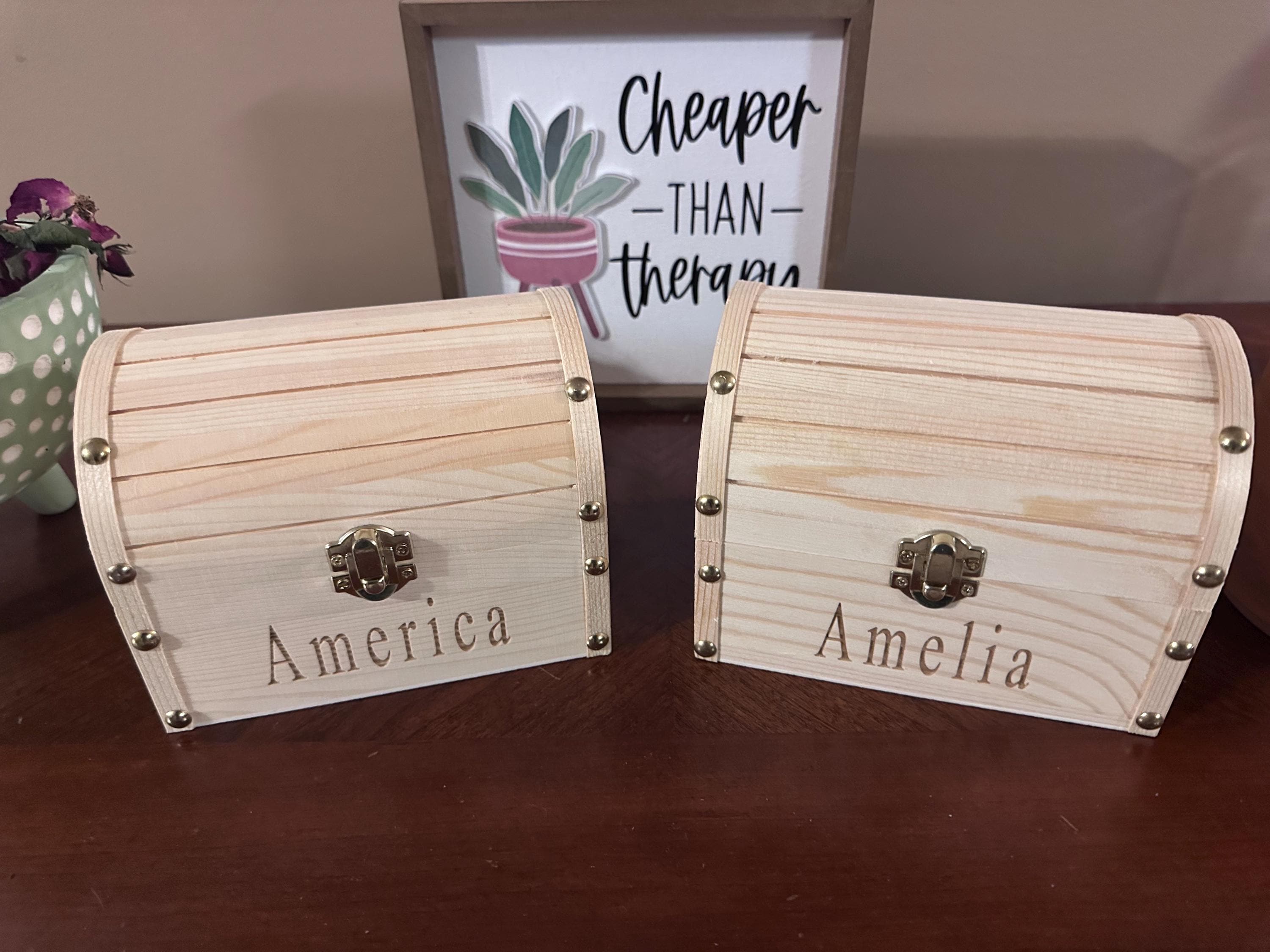 Personalized Wooden Treasure Chest, Custom Engraved Keepsake Box, Kids Memory Box
