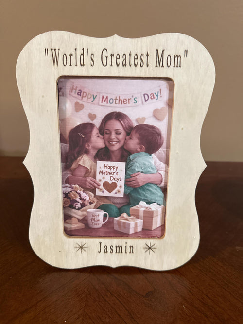 Custom Engraved Wood Photo Frame – 4x6 Personalized Mother’s Day Gift