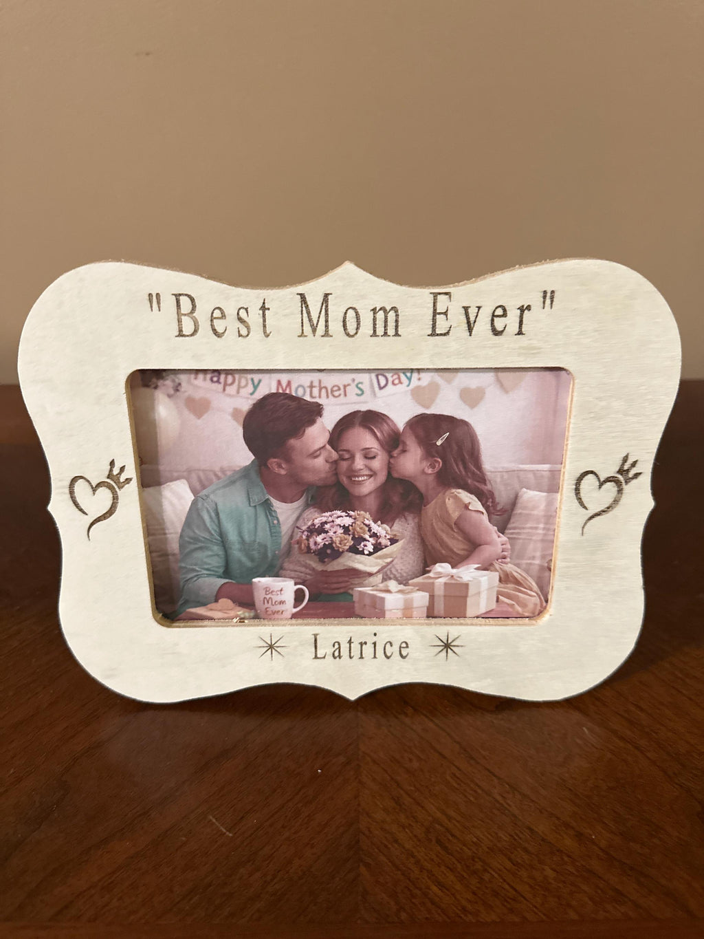 Custom Engraved Wood Photo Frame – 4x6 Personalized Mother’s Day Gift