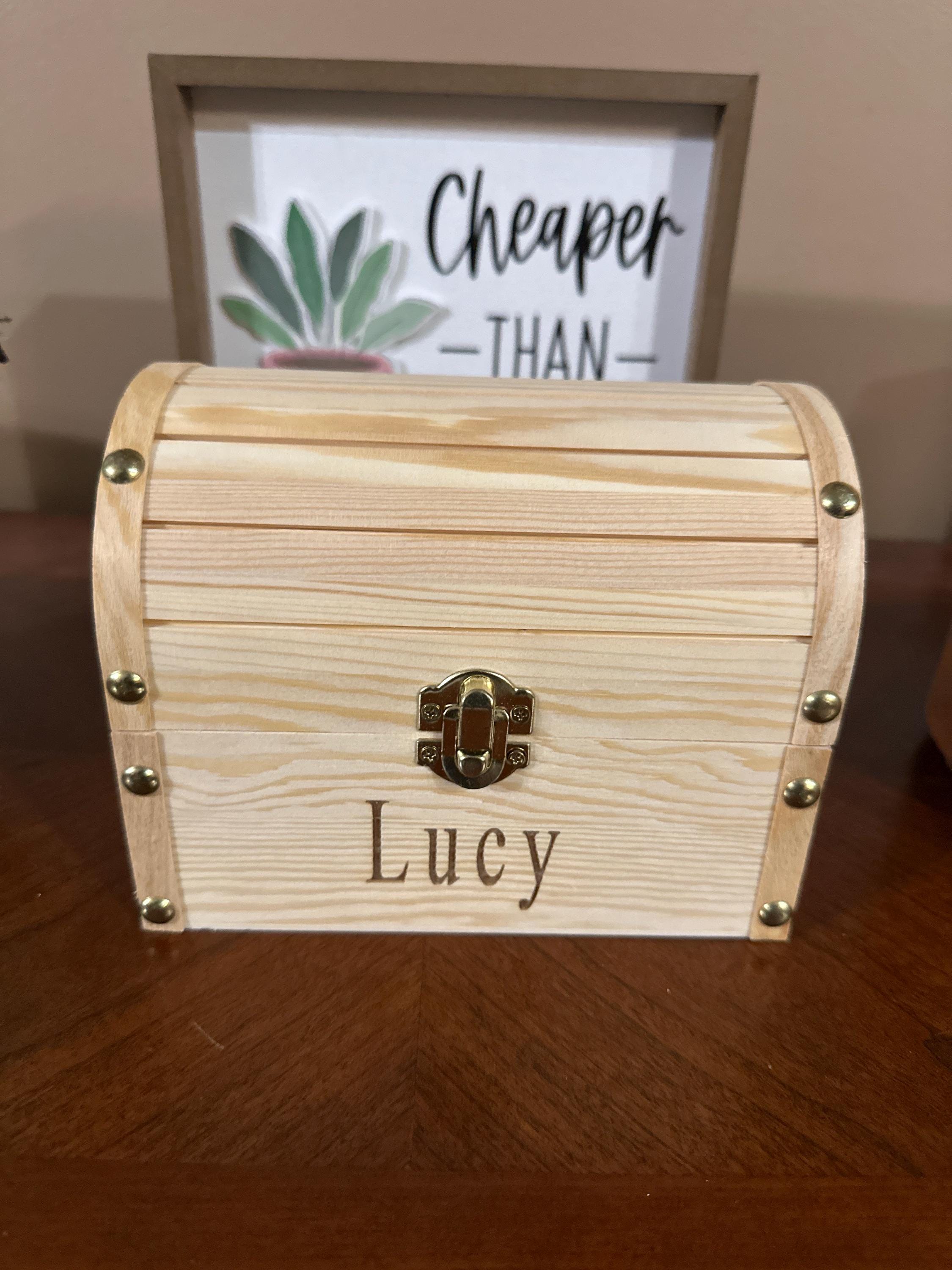 Personalized Wooden Treasure Chest, Custom Engraved Keepsake Box, Kids Memory Box