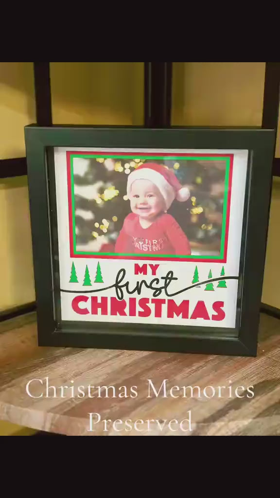 Christmas Memory Shadow Box: 8" Black Photo Keepsake Frame